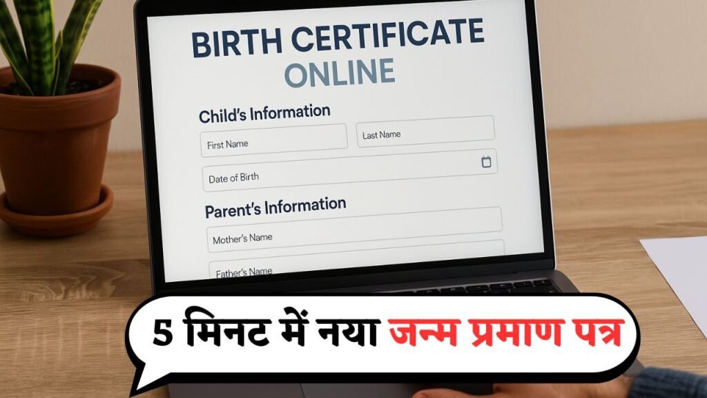 5 मिनट में नया जन्म प्रमाण पत्र